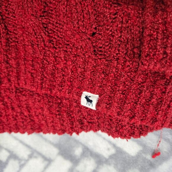 Abercrombie & Fitch Girls cable stitch crewneck sweater dark red size 15/16 - Picture 4 of 6
